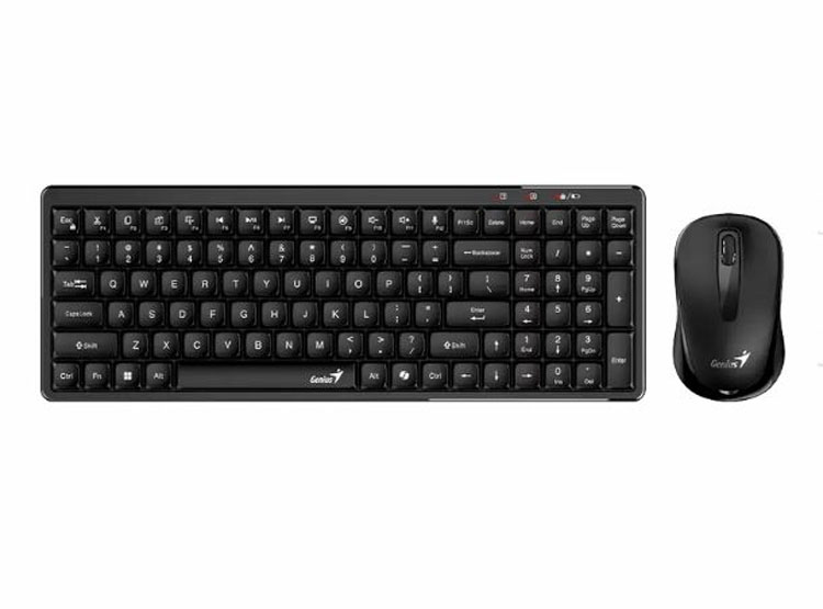 TECLADO GENIUS + MOUSE WIRELESS LUXEMATE Q8100 AI COPILOT COMPACT MULTIMEDIA SP BLACK (31340019401) - 1