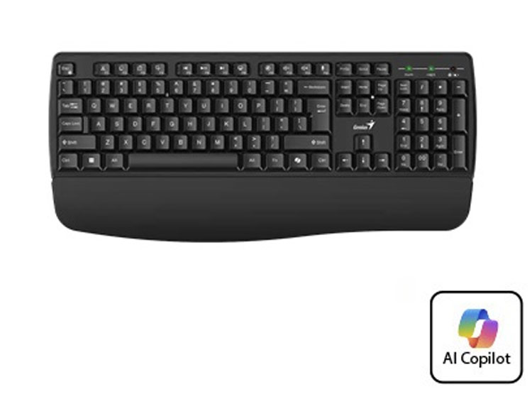 TECLADO GENIUS WIRELESS KB-7123 AI COPILOT MULTIMEDIA USB SP BLACK - 2