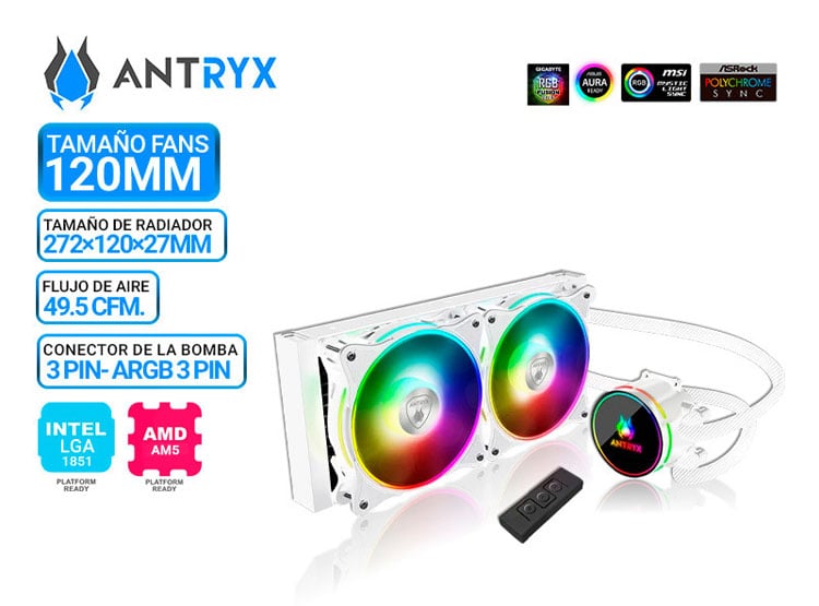 REFRIGERACION LIQUIDA ANTRYX TRITON EVO 240 WHITE ARGB - 1