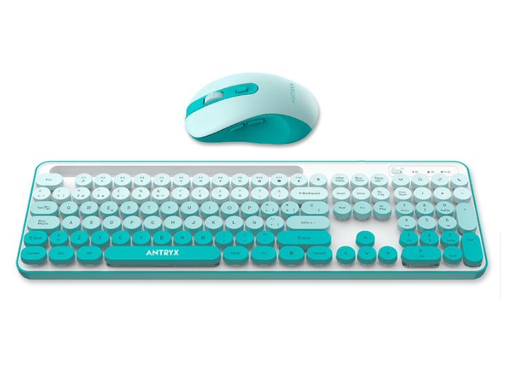 TECLADO Y MOUSE ANTRYX WS-970 WIRELESS GREEN HOLDER SLOT (ASC-WS970GN) - 2