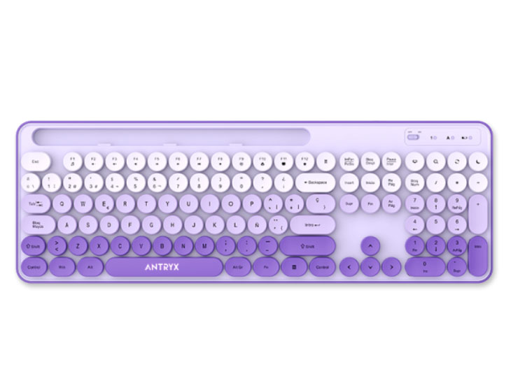 TECLADO Y MOUSE ANTRYX WS-970 WIRELESS PURPLE HOLDER SLOT (ASC-WS970PE) - 3