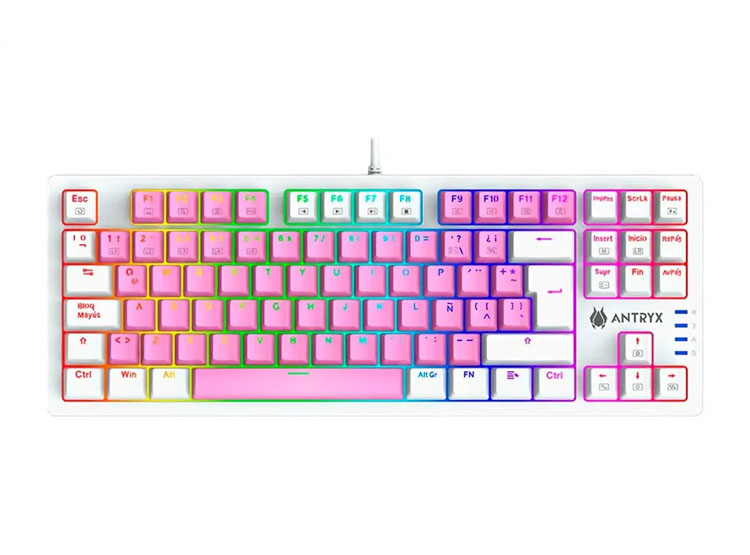 TECLADO GAMER ANTRYX CHROME STORM MK840 PINK (AMK-CS840PRE-SP) MECANICO, SWITCH RED, ROSADO - 1