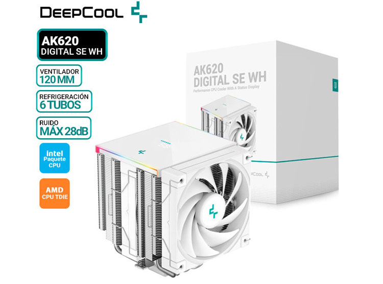 COOLER DE PROCESADOR DEEPCOOL AK620 DIGITAL SE WH - 1