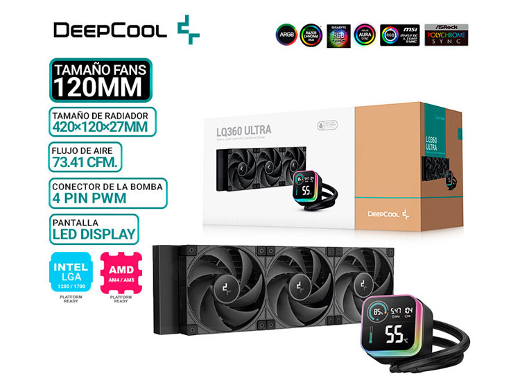 REFRIGERACION LIQUIDA DEEPCOOL LQ360 ULTRA, PANTALLA, ARGB - 1