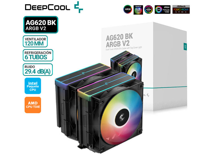 COOLER DE PROCESADOR DEEPCOOL AG620 BK ARGB - 1