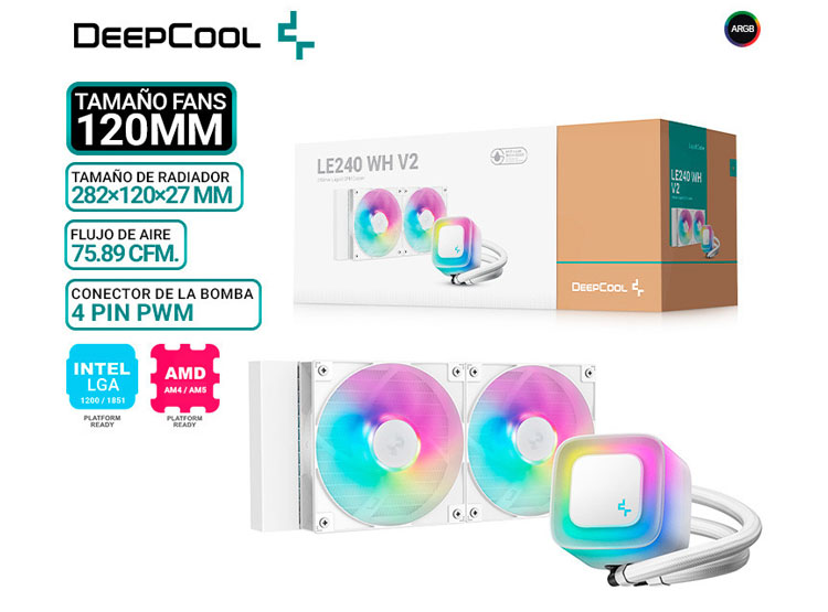 REFRIGERACION LIQUIDA DEEPCOOL LE240 WH V2 ARGB - 1