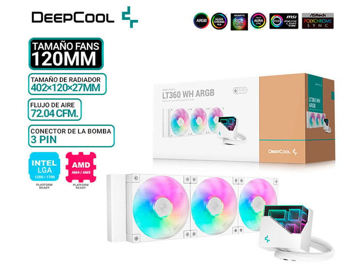 REFRIGERACION LIQUIDA DEEPCOOL LT360 WH, ARGB - 1