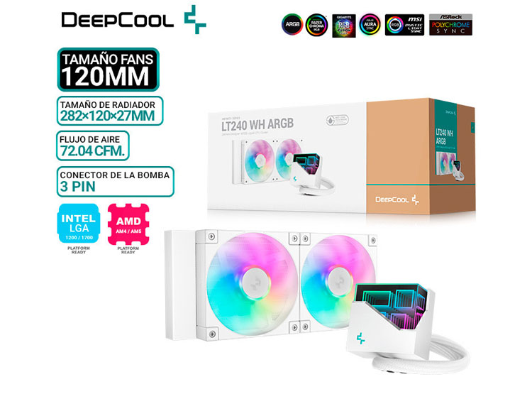 REFRIGERACION LIQUIDA DEEPCOOL LT240 WH, ARGB - 1