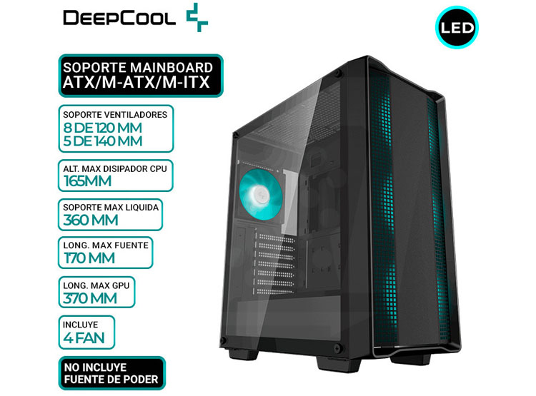CASE DEEPCOOL CC560 V2, COOLER LED, V/TEMPLADO - 1