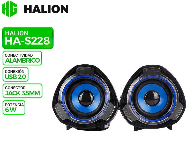 PARLANTE 2.0 USB HALION HA-S228 AZUL - 1