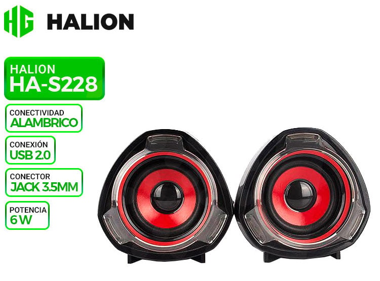 PARLANTE 2.0 USB HALION HA-S228 ROJO - 1