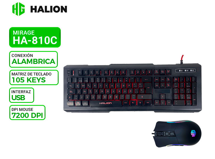 KIT TECLADO Y MOUSE GAMER MIRAGE HA-810C RETROILUMINADO - 1