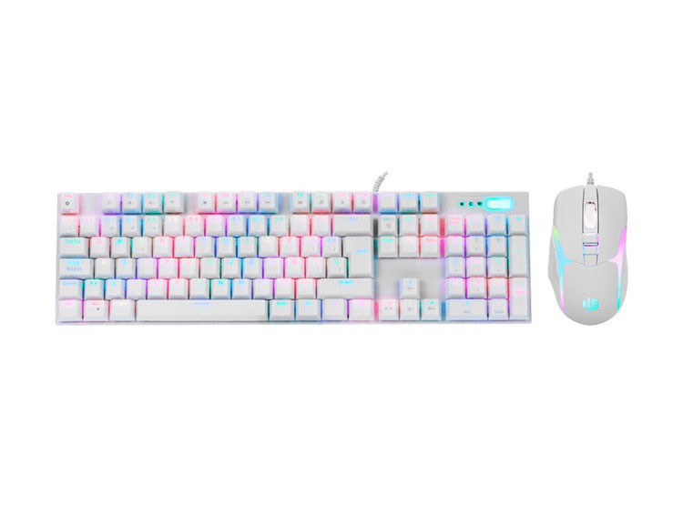 KIT GAMING HALION DAMON HA-863C WHITE, TECLADO + MOUSE, SWITCH RED, RGB - 2