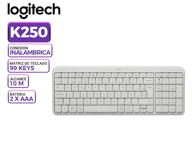 TECLADO LOGITECH K250 BLUETOOTH WHITE SP (920-013446) - 1