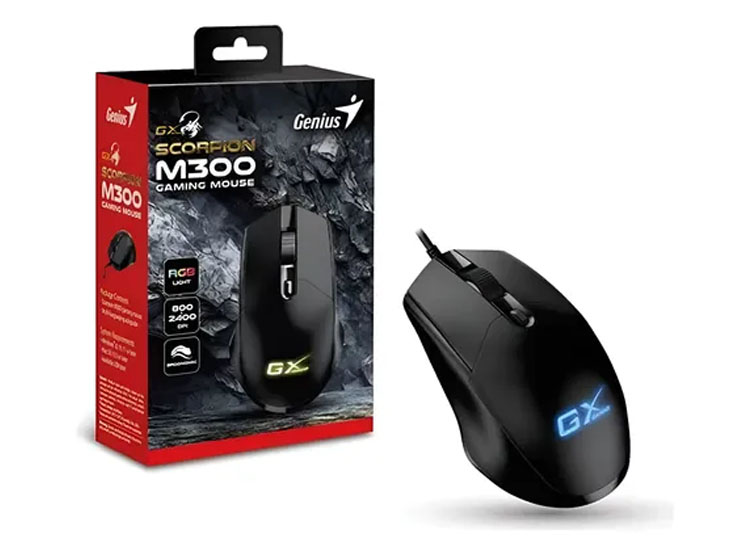 MOUSE GENIUS GX SCORPION M300 2400 DPI 4-BOT RGB BLACK - 1