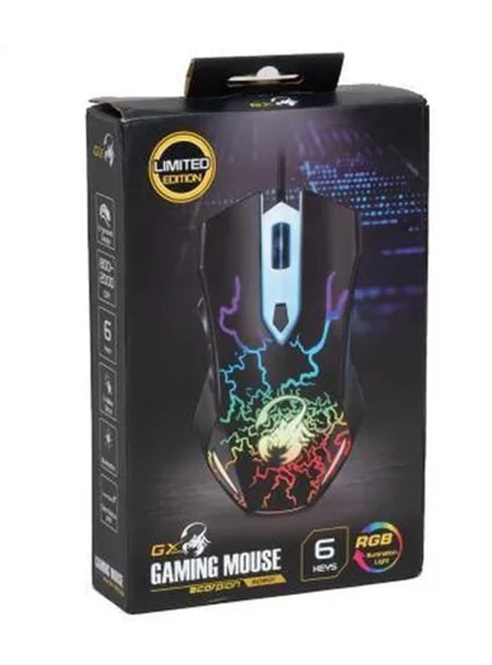 MOUSE GENIUS GX SCORPION SPEAR 2000 DPI 6-BOT RGB BLACK - 3