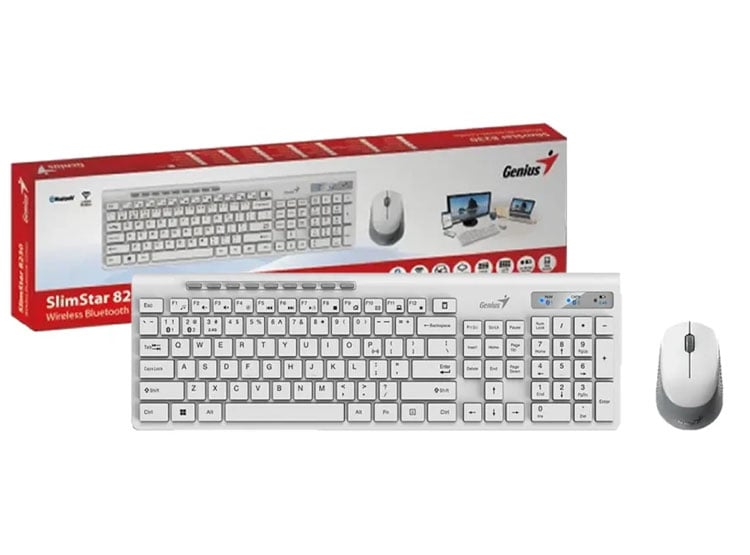 TECLADO GENIUS + MOUSE DUAL WIRELESS/BT SLIMSTAR 8230 AI COPILOT MULTIMEDIA SP WHITE - 1