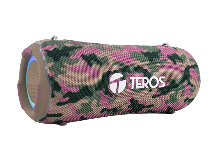 PARLANTE TEROS ULTRA TE-6046M, BT 5.3, RGB, TWS, COLOR MARRÓN MILITAR CAMUFLADO - 1