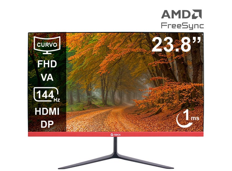 MONITOR CURVO TEROS TE-2403S, 23.8' FHD VA, 144HZ, 1MS, HDMI, DP, EARPHONE OUT - 1