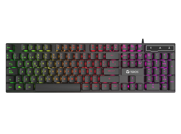 TECLADO GAMER TEROS TE-4072G, RGB, USB, NEGRO - 1