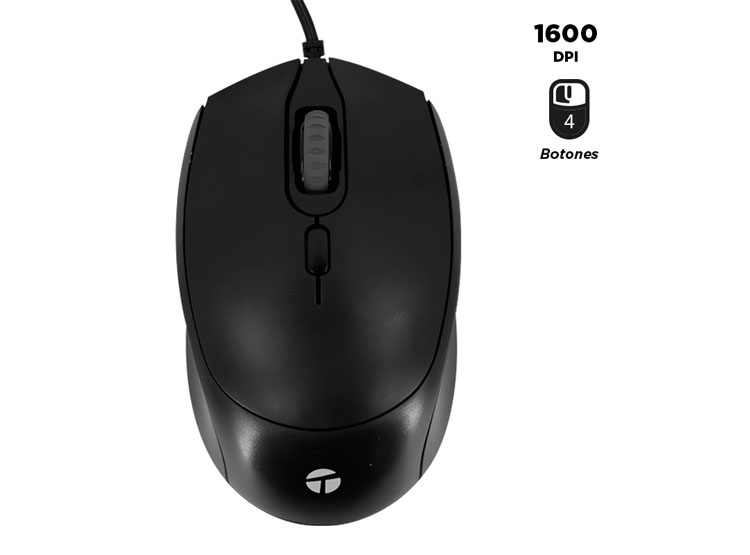 MOUSE ÓPTICO TEROS TE-1222S, 800-1200-1600 DPI, USB, 4 BOTONES - 1