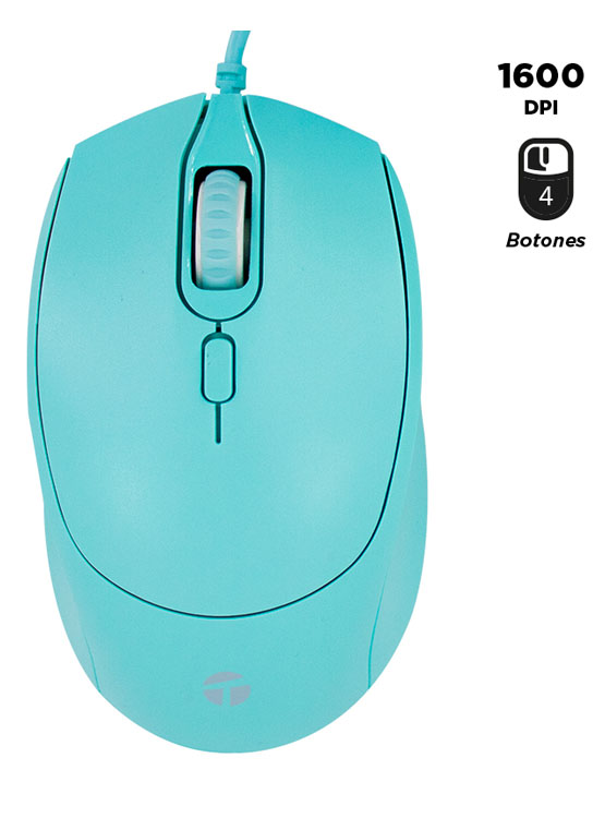 MOUSE ÓPTICO TEROS TE-1227S, 800-1200-1600 DPI, USB, 4 BOTONES, COLOR VERDE - 1