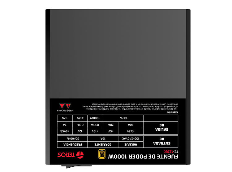 FUENTE DE ALIMENTACIÓN GAMER TEROS TE-1328G, FORMATO ATX, 1000W 80 PLUS GOLD 155-240V - 6