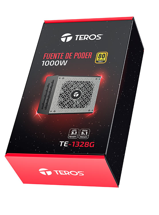 FUENTE DE ALIMENTACIÓN GAMER TEROS TE-1328G, FORMATO ATX, 1000W 80 PLUS GOLD 155-240V - 7