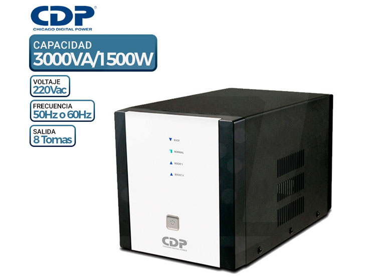 ESTABILIZADOR AUTOMATICO CDP R-AVR 3008I, CAPACIDAD: 3000VA / 1500W, 220VAC - 1