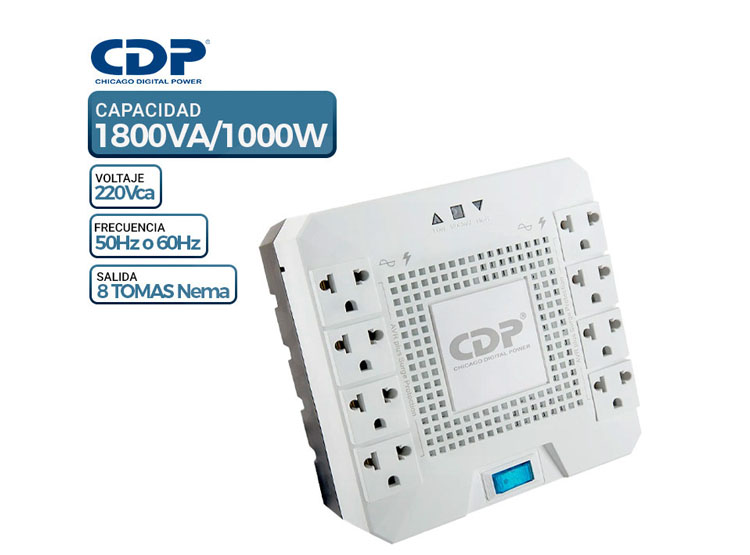 ESTABILIZADOR CDP R-AVR1808I, 1800VA/1000W, 8 TOMAS - 1
