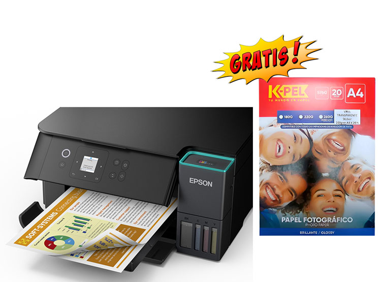 MULTIFUNCIONAL DE TINTA EPSON ECOTANK L4360, IMPRIME / ESCANEA / COPIA / WI-FI / USB - 3