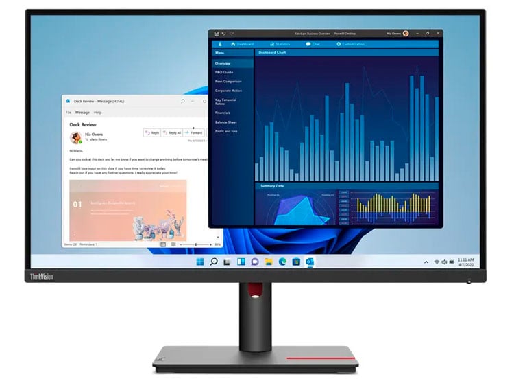 MONITOR LENOVO THINKVISION T22I-30, 21.5' 1920X1080 WLED IPS HDMI/DP/VGA COLOR RAVEN BLACK - 1
