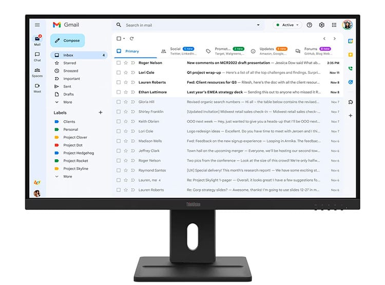 MONITOR LENOVO THINKVISION E27-40, 27' WLED/FHD/IPS/HDMI X1/DP X1/VGA X1/PARLANTES: 2WX2 - 1