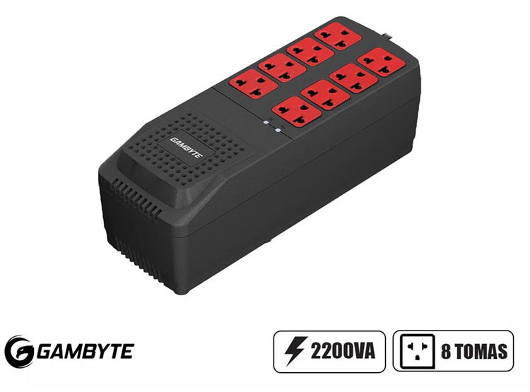 ESTABILIZADOR GAMBYTE 2200VA 8 TOMAS 2 PUERTOS RJ (EZ-GPOW22VA-ID) - 1