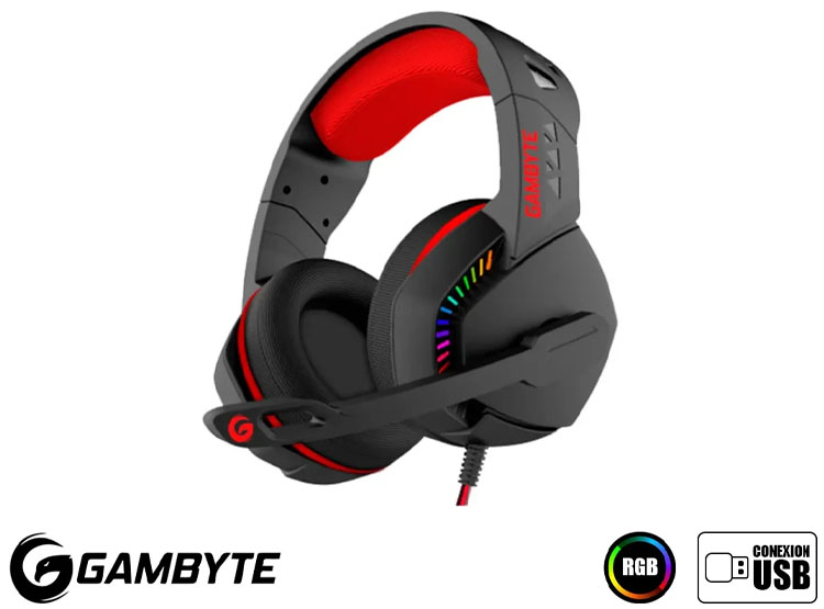 AURICULAR GAMBYTE DIVINE PRO GAMING 7.1 (GI-DIVINE-KT) NEGRO C/ ROJO - 1