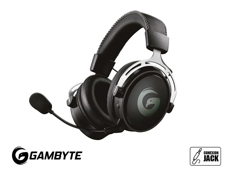 AURICULAR INALAMBRICO GAMBYTE DARK TEMPLAR GAMING 7.1 (BMBH415AS) CON MICROFONO, INTERFAZ JACK 3.5 MM, NEGRO C/ GRIS - 1