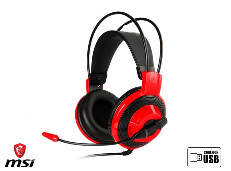 AURICULAR MSI GAMING DS501 (DS501) CON MICROFONO, INTERFAZ JACK 3.5 MM, NEGRO C/ ROJO - 1