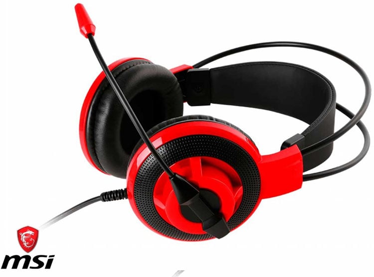 AURICULAR MSI GAMING DS501 (DS501) CON MICROFONO, INTERFAZ JACK 3.5 MM, NEGRO C/ ROJO - 3