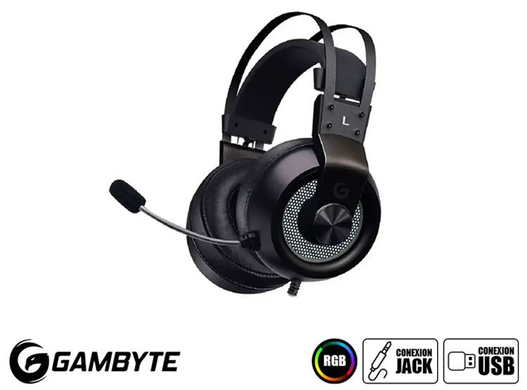 AURICULAR GAMBYTE BLOOD LORD GAMING 7.1 (BMBH357AB) CON MICROFONO, INTERFAZ USB, JACK 3.5 MM, RGB, NEGRO - 1