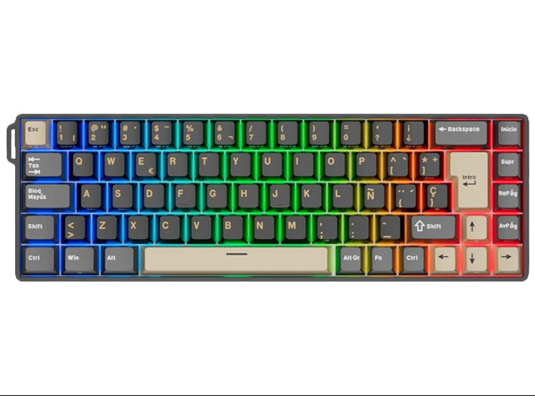 TECLADO ROYAL KLUDGE RK68 HE CABLEADO ESPAÑOL PHANTOM - MINT MAGNETIC SWITCH - 1