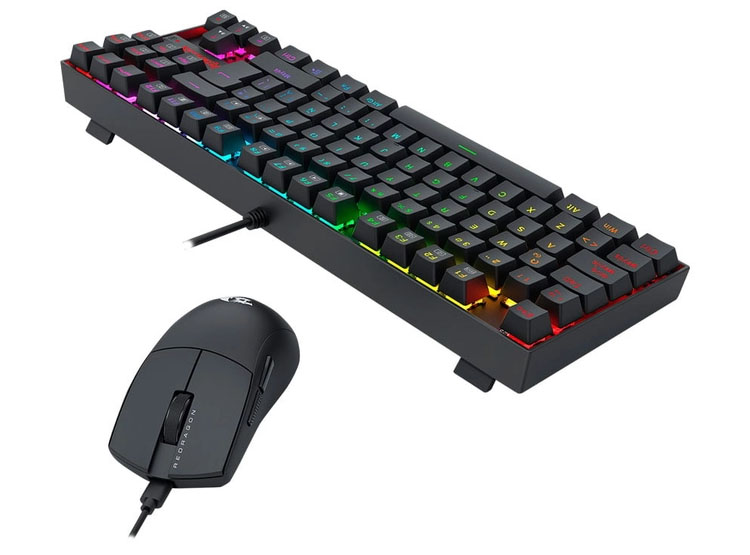 COMBO REDRAGON S145-SP TECLADO KUMARA RGB SPANISH RED SWITCH + MOUSE M724 BLACK - 2