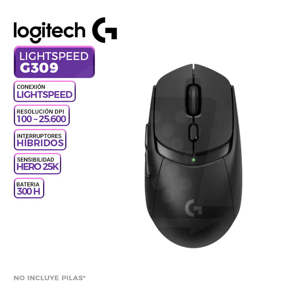 MOUSE LOGITECH G309 LIGHTSPEED WIRELESS/BT 25K DPI LIGHTFORCE BLACK (910-007198) - 1