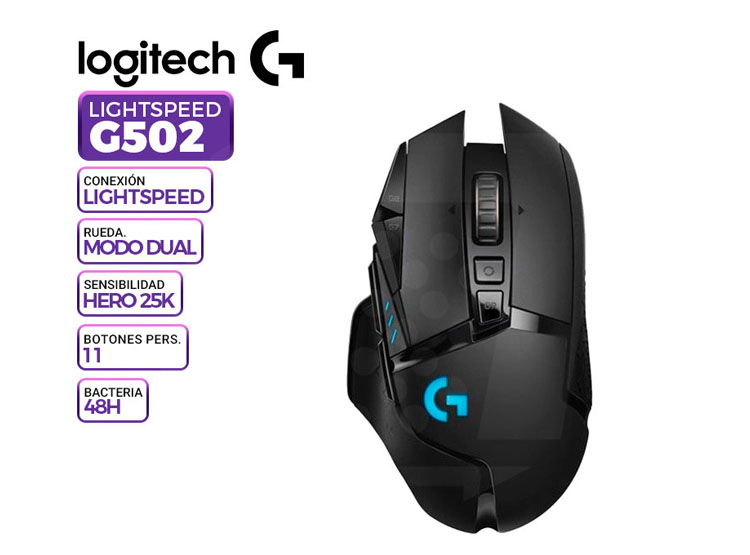 MOUSE LOGITECH G502 LIGTHSPEED WIRELESS BLACK (910-005566) - 1
