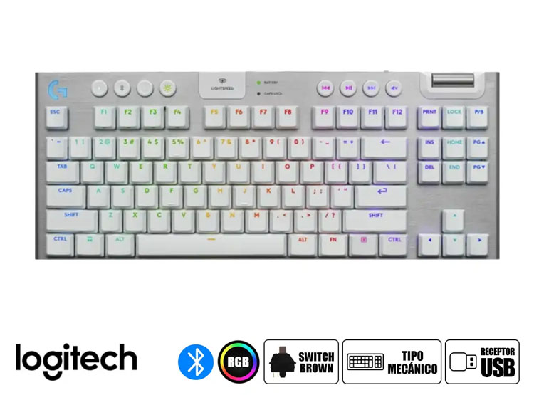 TECLADO LOGITECH G915 X TKL LIGHTSPEED/ BT LIGHTSYNC RGB / KEYCONTROL WHITE (920-012732) - 2