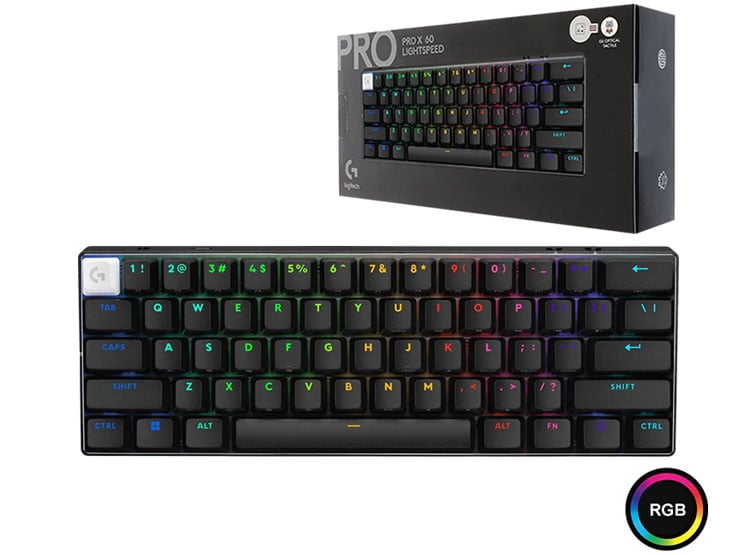 TECLADO LOGITECH PRO X 60 LIGHTSPEED BT/ÓPTICO/65 HRS/RGB BLACK (920-011902) - 1