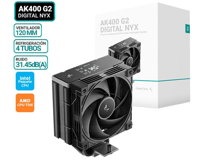 COOLER DE PROCESADOR DEEPCOOL AK400 G2 DIGITAL NYX BK - 1