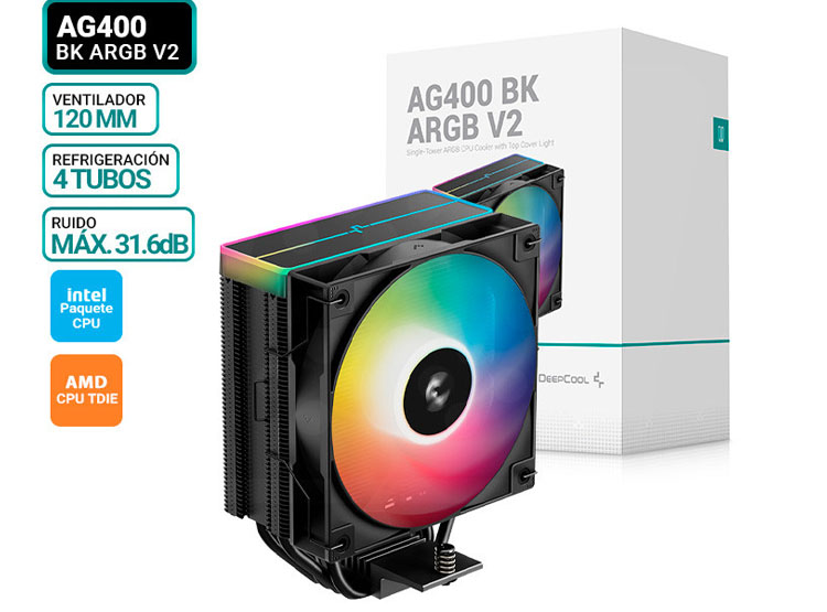 COOLER DE PROCESADOR DEEPCOOL AG400 BK ARGB V2 - 1
