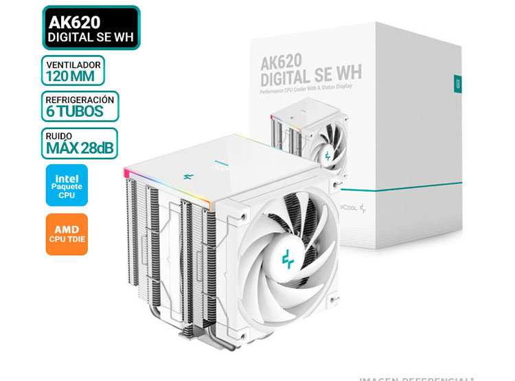 COOLER DE PROCESADOR DEEPCOOL AK620 DIGITAL SE WH - 1