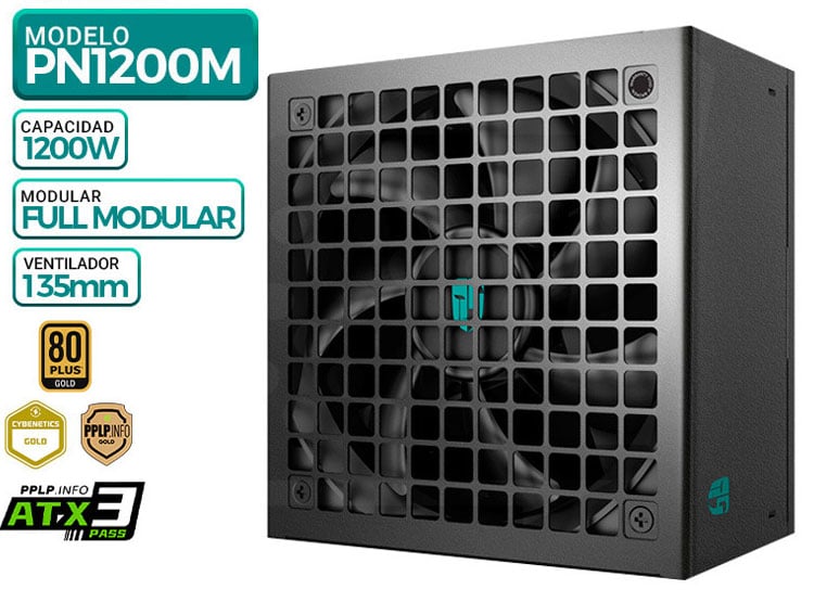 FUENTE DE PODER GAMER STORM PN1200, 80 PN1200M, 80 PLUS GOLD MODULAR, 1200W - 1