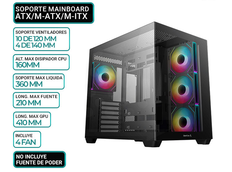 CASE DEEPCOOL CG530 4F, V/TEMPLADO, ARGB - 1